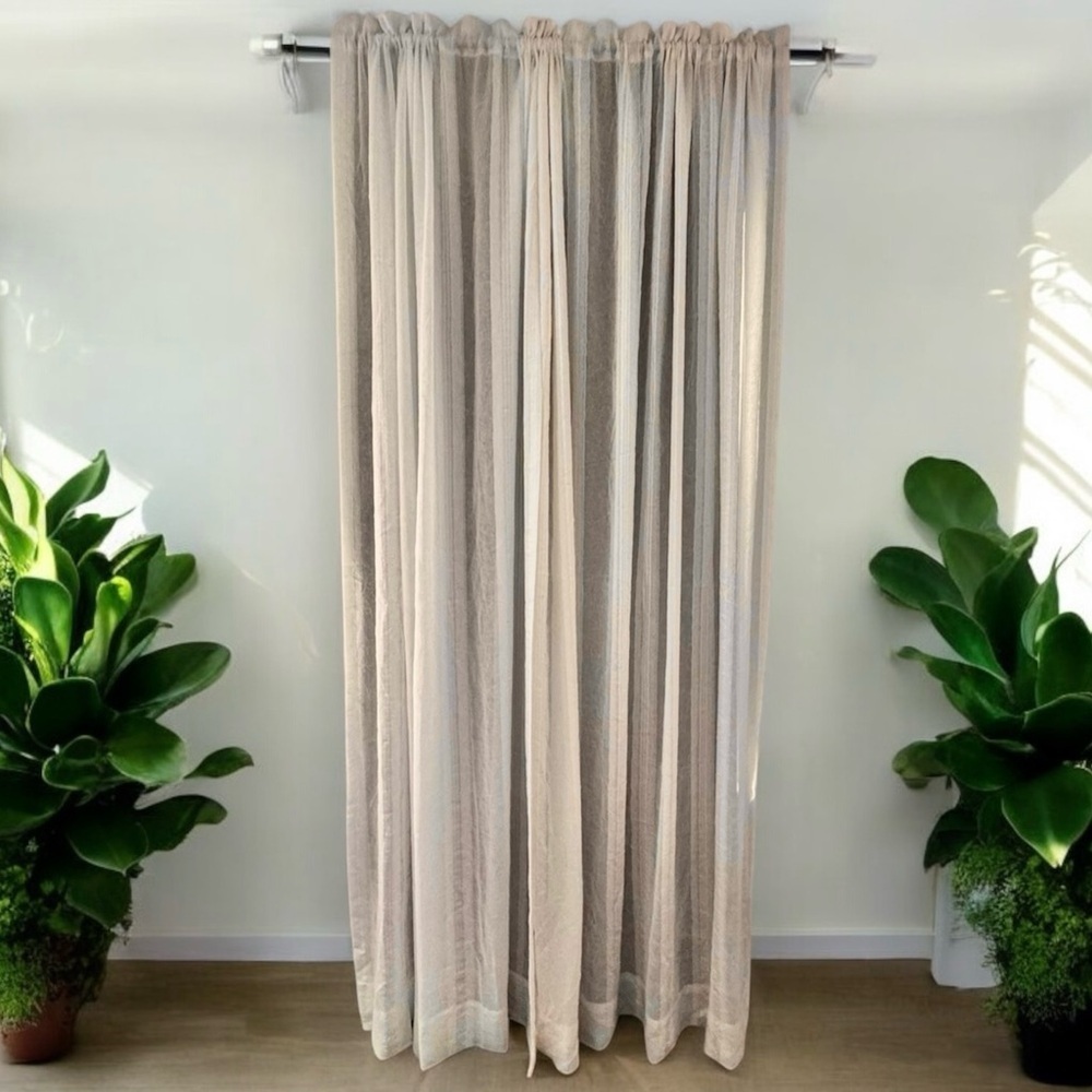 NWOT!  2 Sheer Crinkle-Effect Curtain Panels in Cream